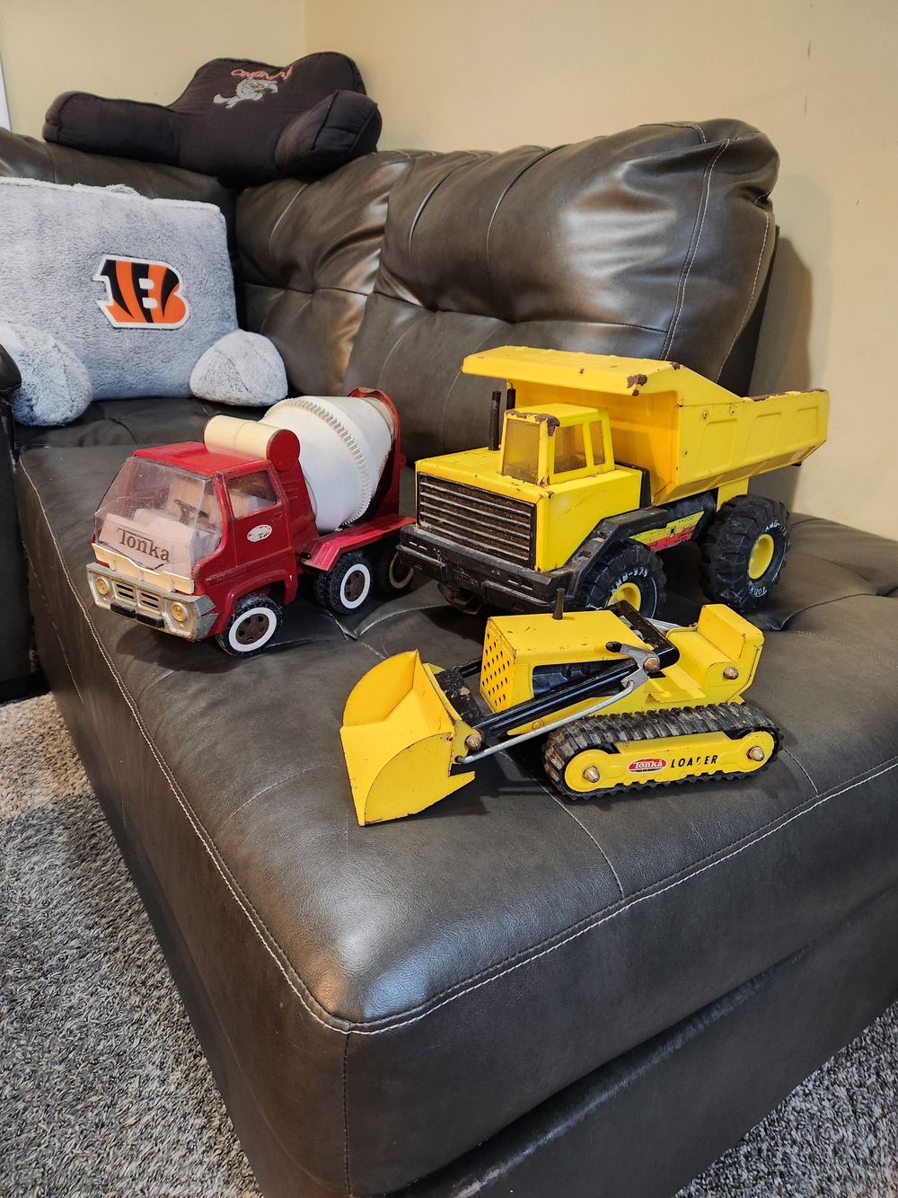 Vintage Tonka & Classic Yellow Metal Dump Truck and Bulldozer Set - Yellow & Red